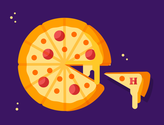 Illustration of pizza and you get more slices